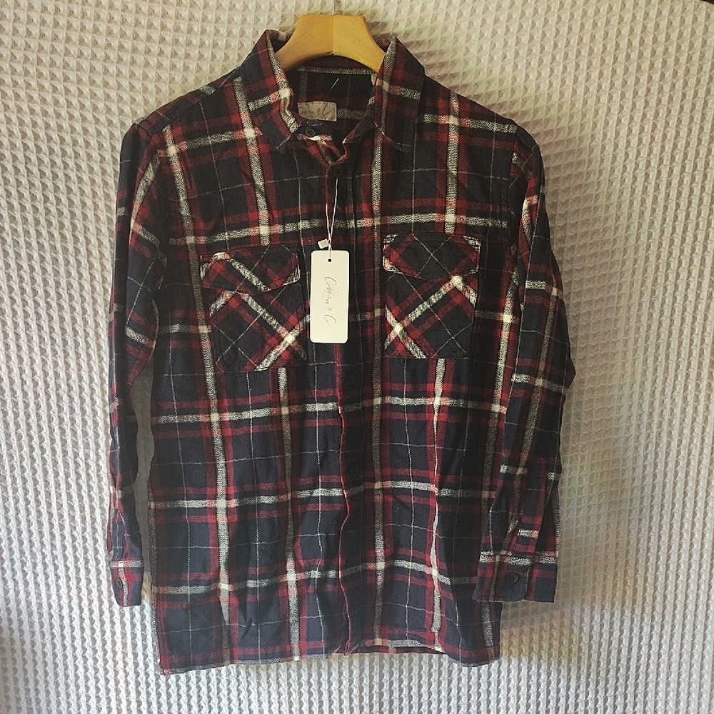 Boys Cotton & Co. Plaid Flannel Shirt Heavy 14 NWT